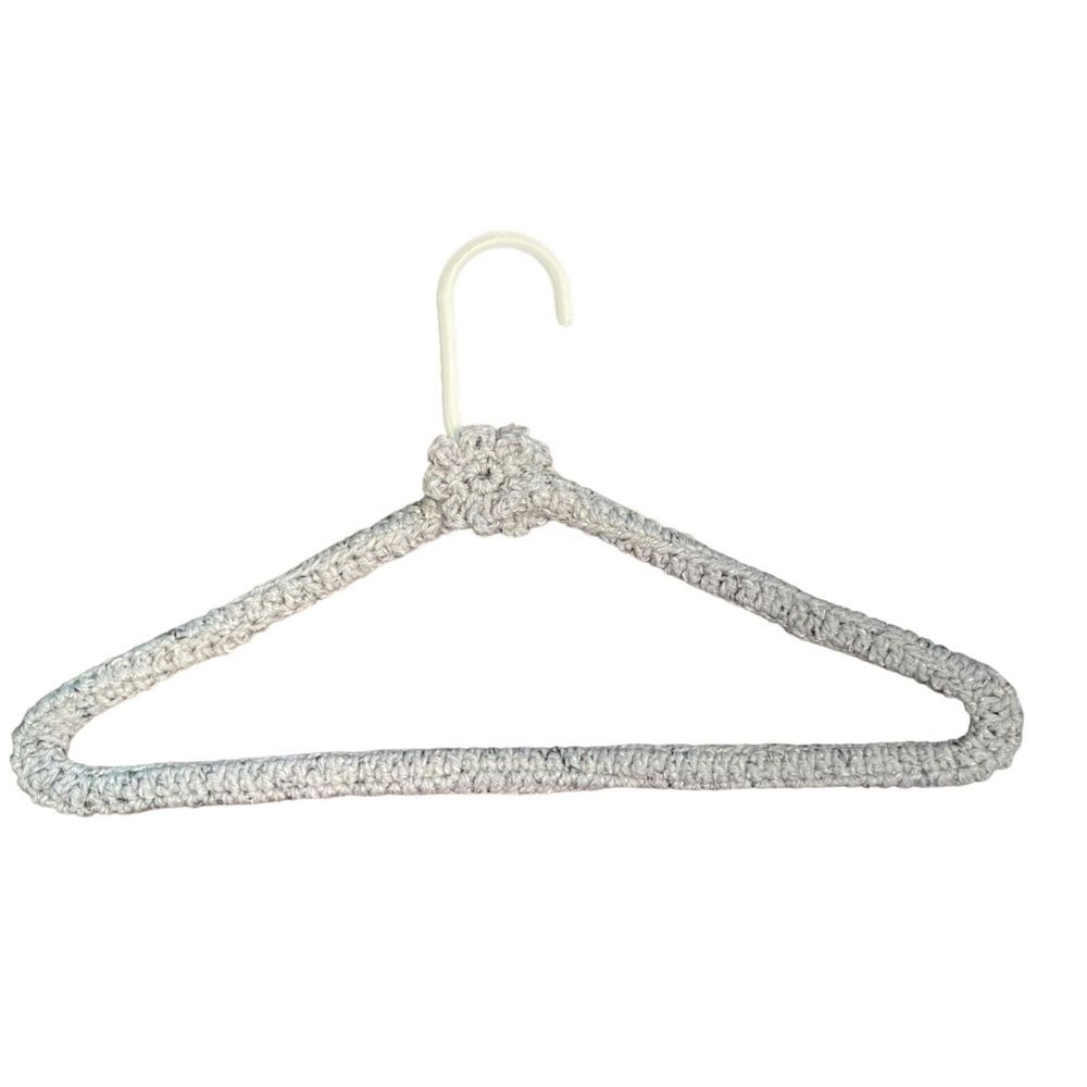 Vintage Crochet Covered Clothes Hangers Set of 3 Peach Camo Gray - Picture 3 of 13
